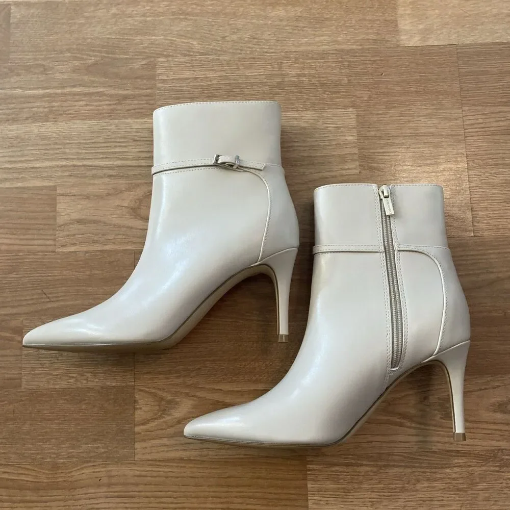 Calvin Klein Women’s Vivera Buckle Strap Stiletto Dress Booties Ivory 7.5M NIB - Picture 6 of 10